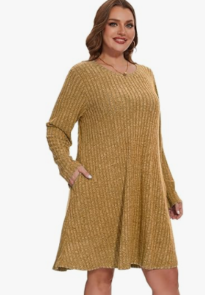 ZENNILO Plus Size Sweater Dress with Pockets TAKINMaXX