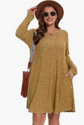 ZENNILO Plus Size Sweater Dress with Pockets TAKINMaXX