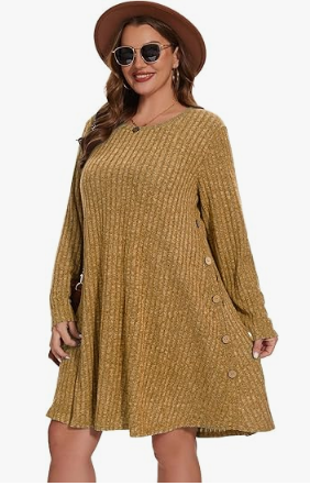 ZENNILO Plus Size Sweater Dress with Pockets TAKINMaXX