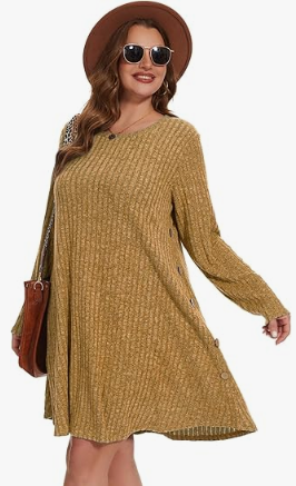 ZENNILO Plus Size Sweater Dress with Pockets TAKINMaXX