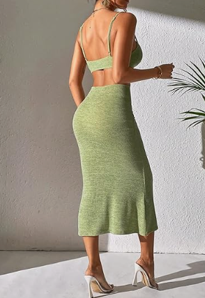 SOLY HUX WOMEN’S CUT OUT BACKLESS MIDI BODYCON DRESS TAKINMaXX