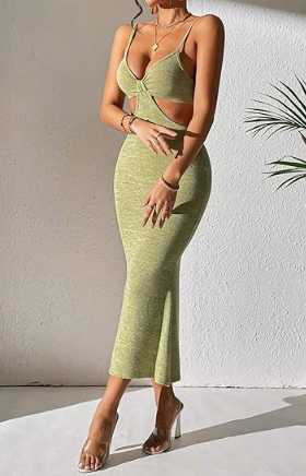 SOLY HUX WOMEN’S CUT OUT BACKLESS MIDI BODYCON DRESS TAKINMaXX