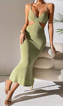 SOLY HUX WOMEN’S CUT OUT BACKLESS MIDI BODYCON DRESS TAKINMaXX