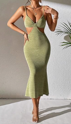 SOLY HUX WOMEN’S CUT OUT BACKLESS MIDI BODYCON DRESS TAKINMaXX