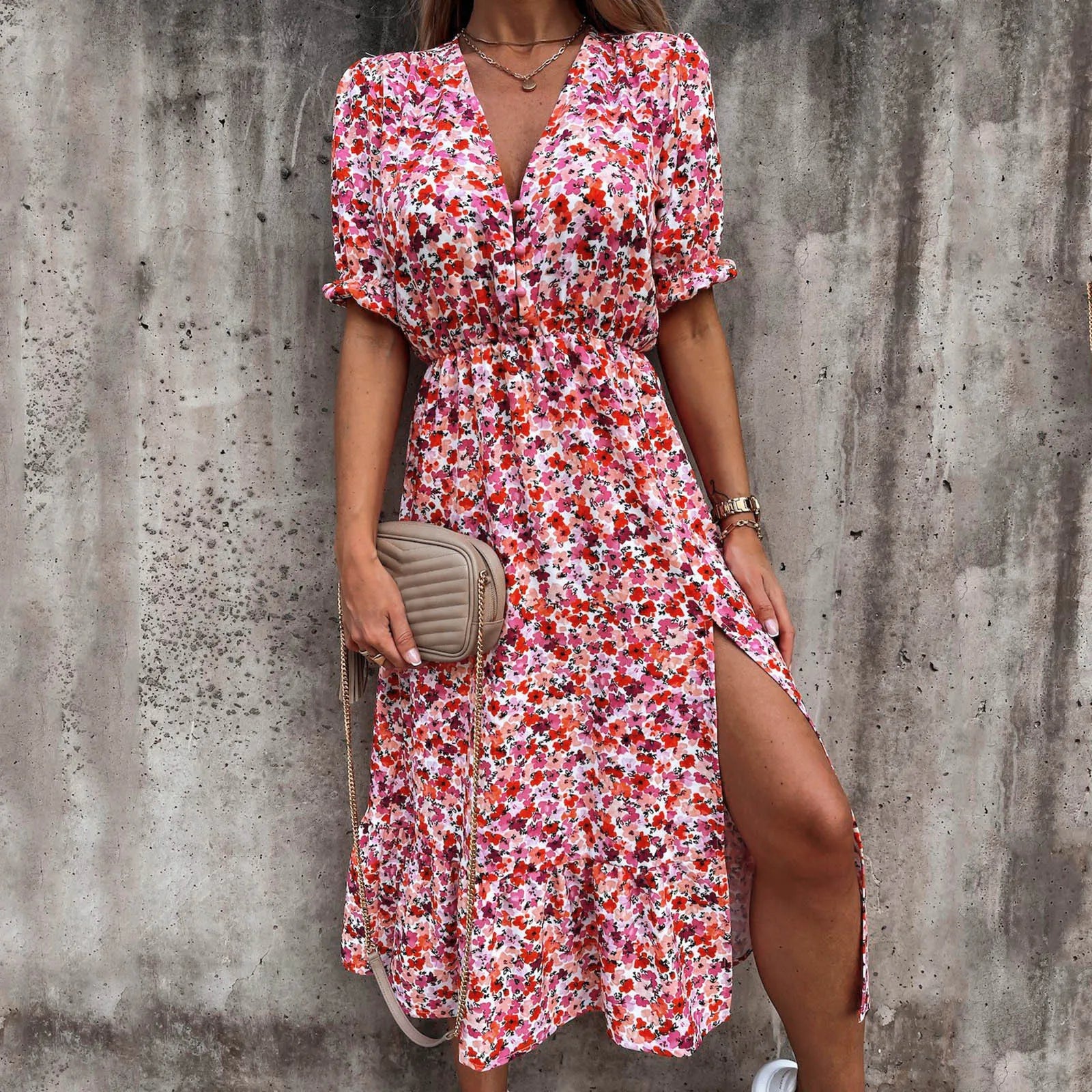 V-Neck Bohemial Long Dress
