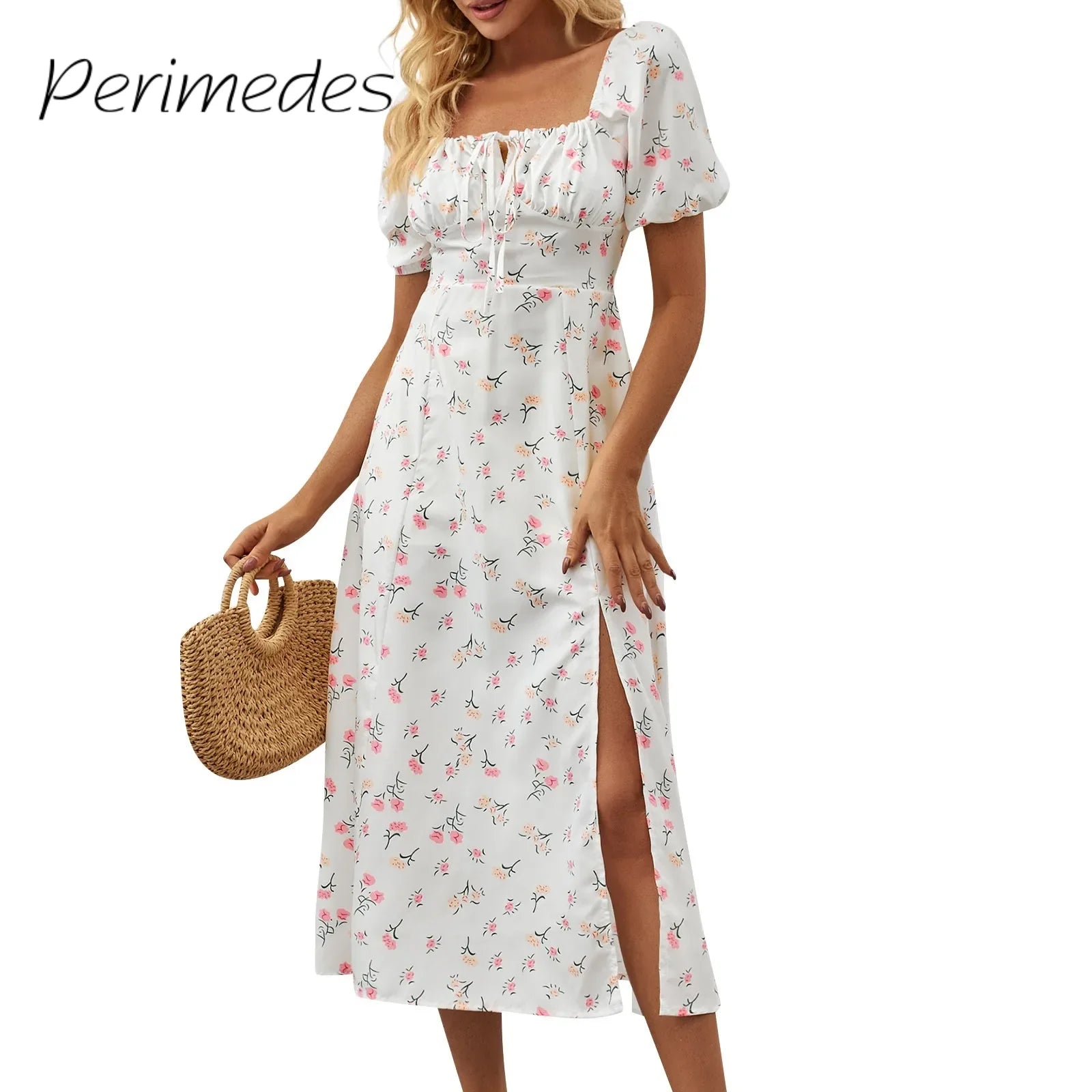 Floral Printed Square Neck Dresses