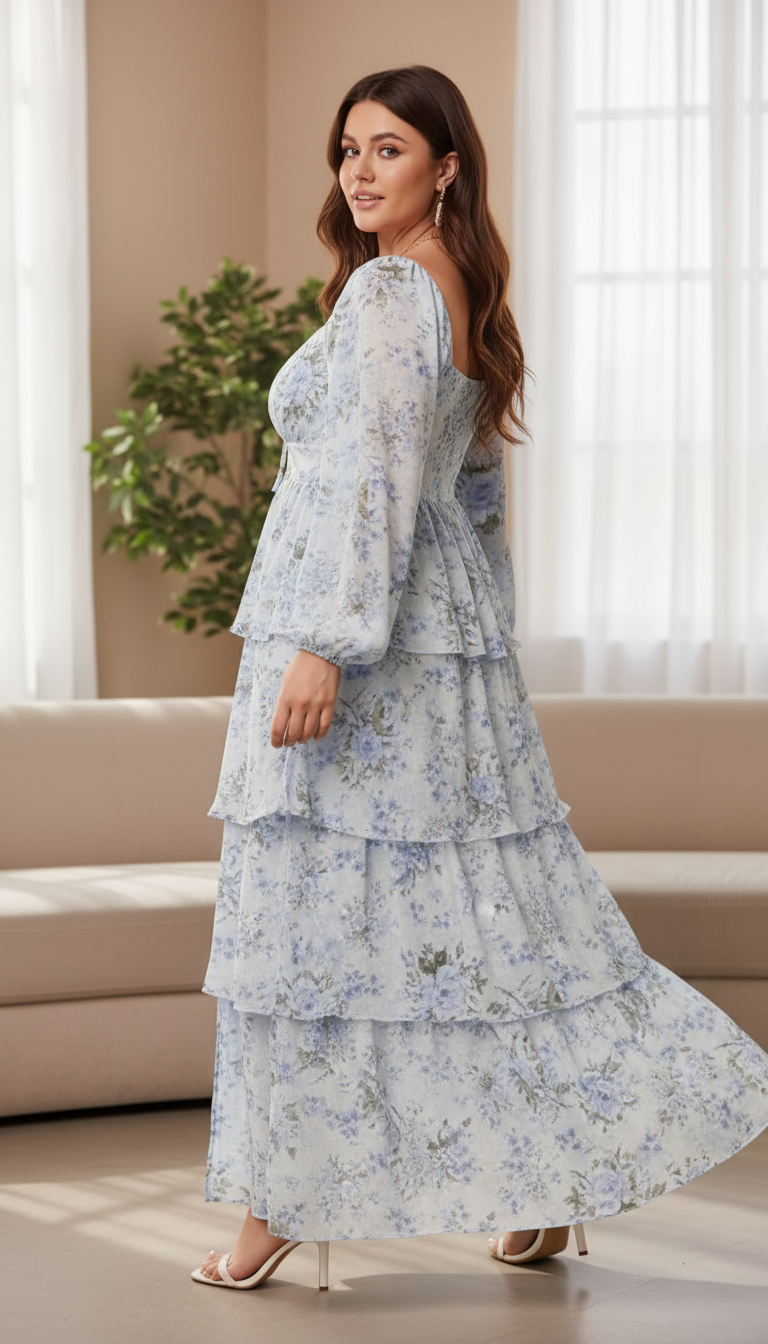 EYWOL Plus Size Smocked Floral Maxi Dress