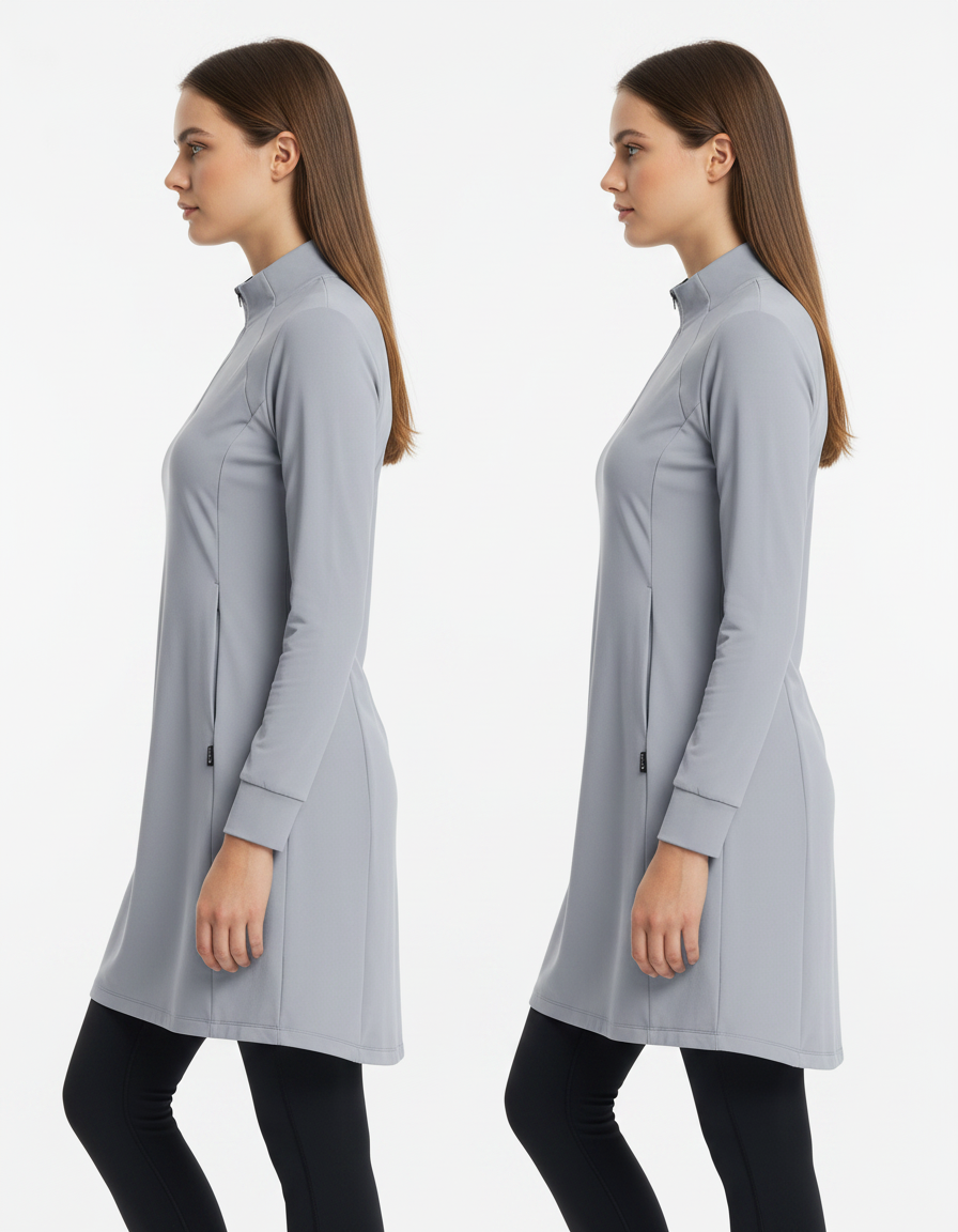 BALEAF Womens Sweatshirt Dress Winter Fleece Lined Dress Quarter Zip Cover Up Water Resistant Warm Outdoor with Pocket Frost Gray M