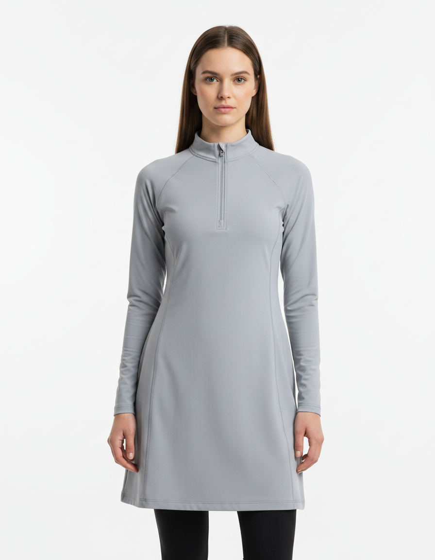 BALEAF Womens Sweatshirt Dress Winter Fleece Lined Dress Quarter Zip Cover Up Water Resistant Warm Outdoor with Pocket Frost Gray M