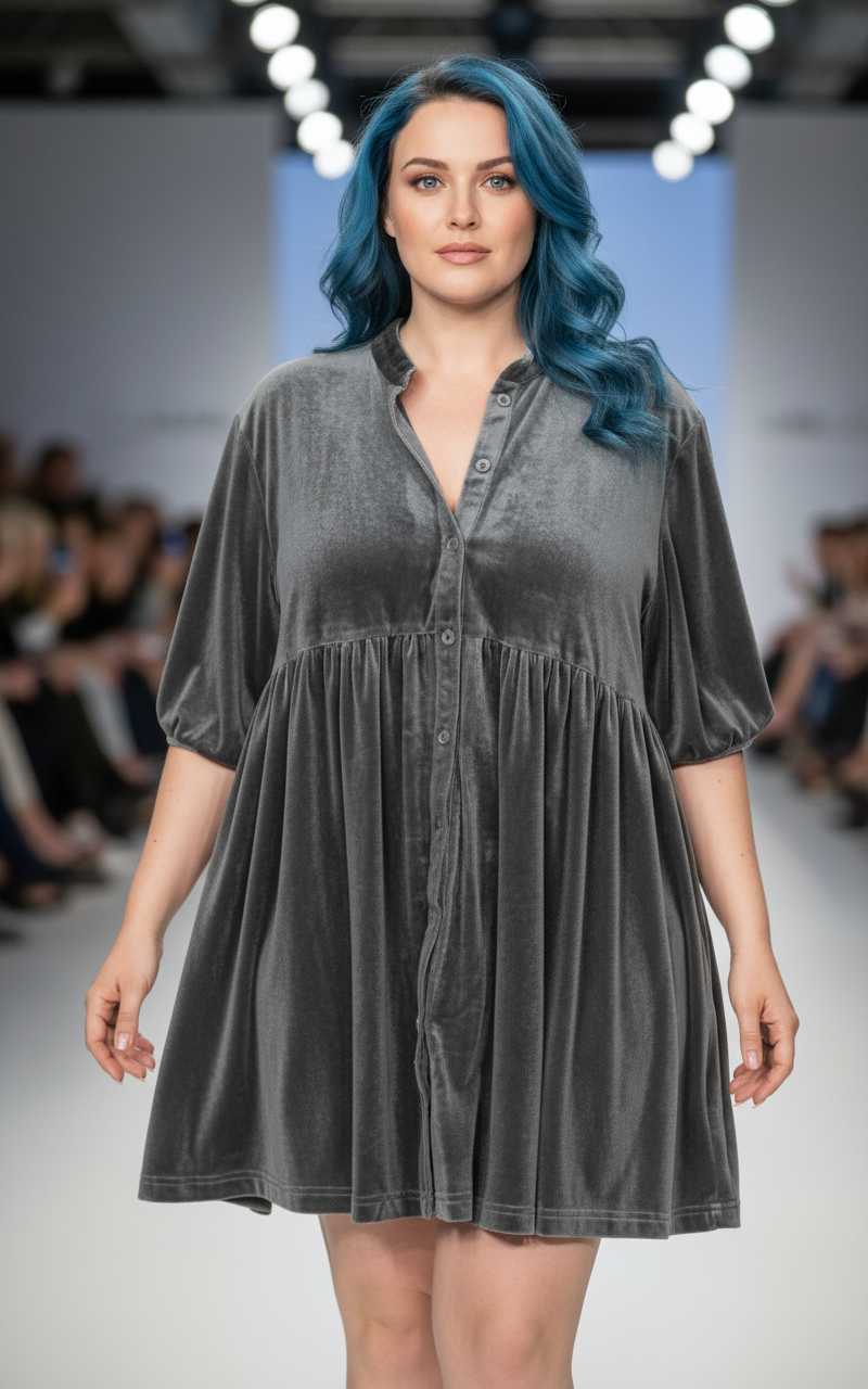 Melliflo Velvet Button Down Tunic Shirt