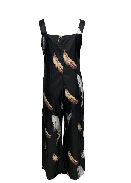 Feather Printed Casual Jumpsuit
