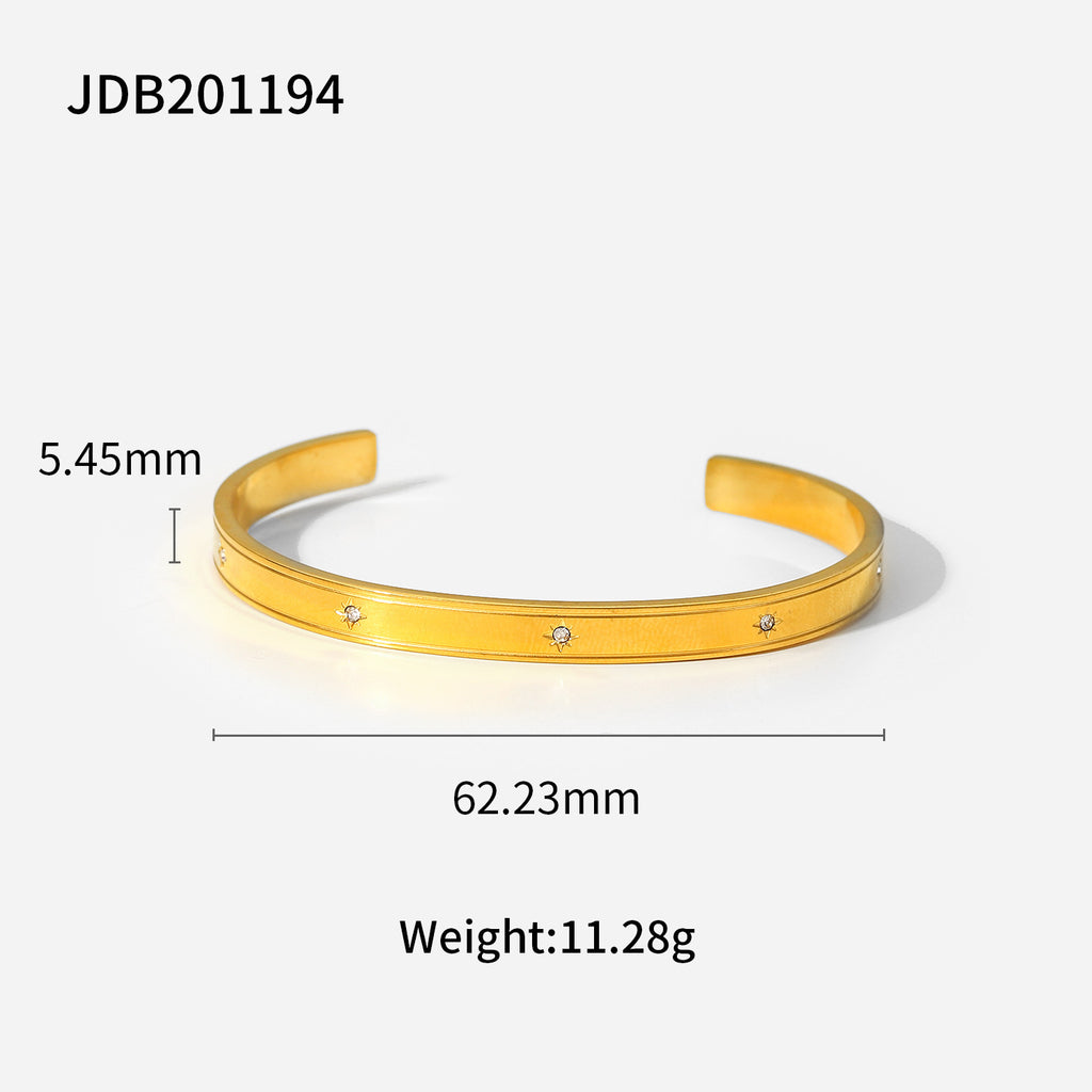 Gold-plated Stainless Bracelets With Zirconia