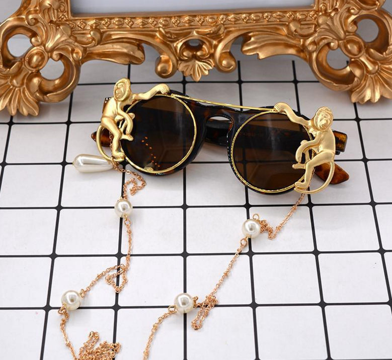 Pearl Chain Sunglasses for Women - Monkey Design
