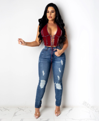 2020 Fall Women's Sheer Mesh Cutout Tie T-Shirt
