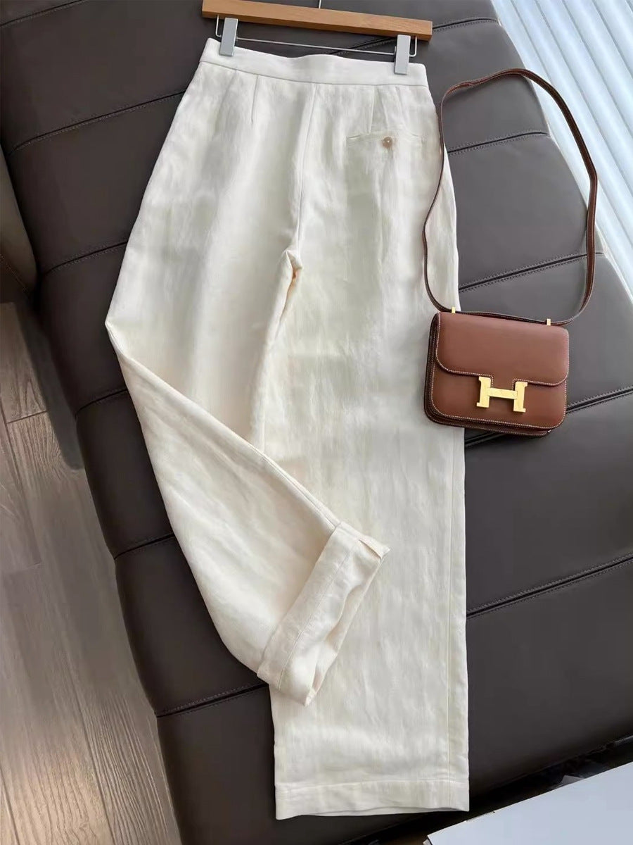 Chic Autumn Cotton-Linen Vest and Wide-Leg Pants Set