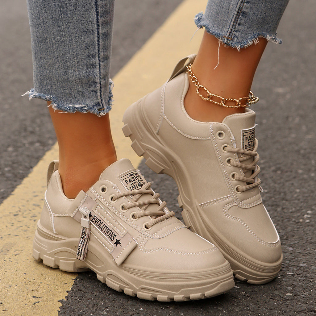 Lace-up Side-Zipper Sneakers