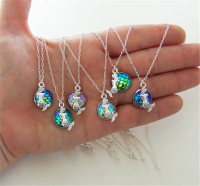 Fish Scale Gemstone Necklace with Flat Diamond Pendant