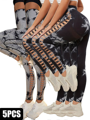 Tie-Dye Cutout High-Waisted Leggings