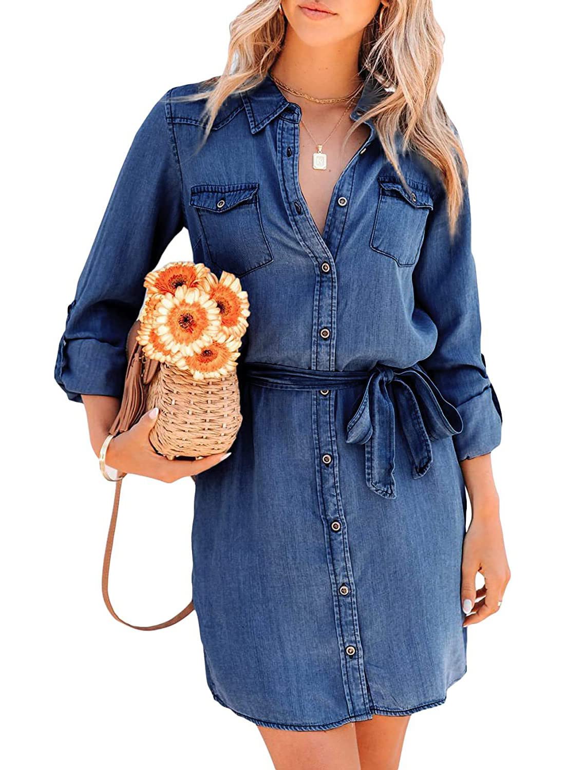 PREMIUM BUTTON-UP TUNIC DRESS TAKINMaXX