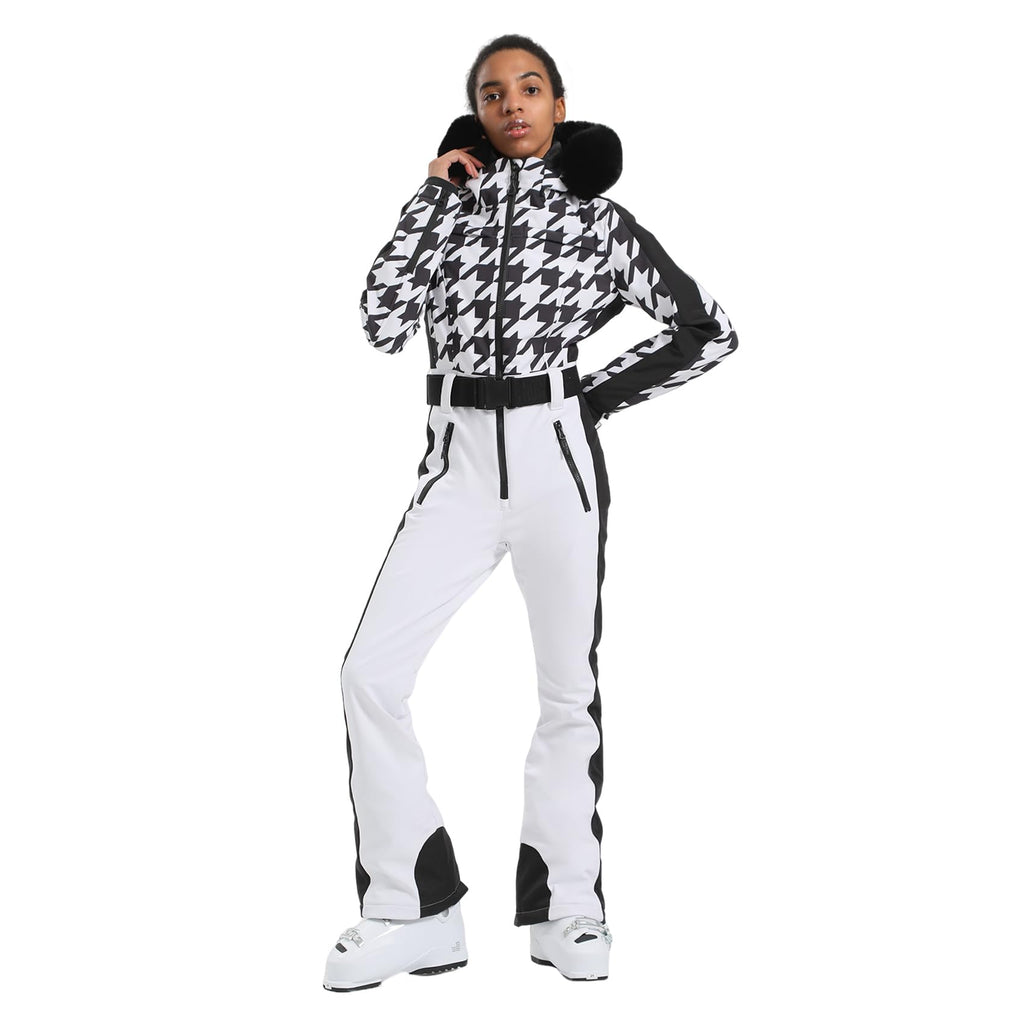 GSOU SNOW Ski Suit Women One Piece Snowsuit Snowboard Slim Insulated Jumpsuit Waterproof Windproof for Snow Sports