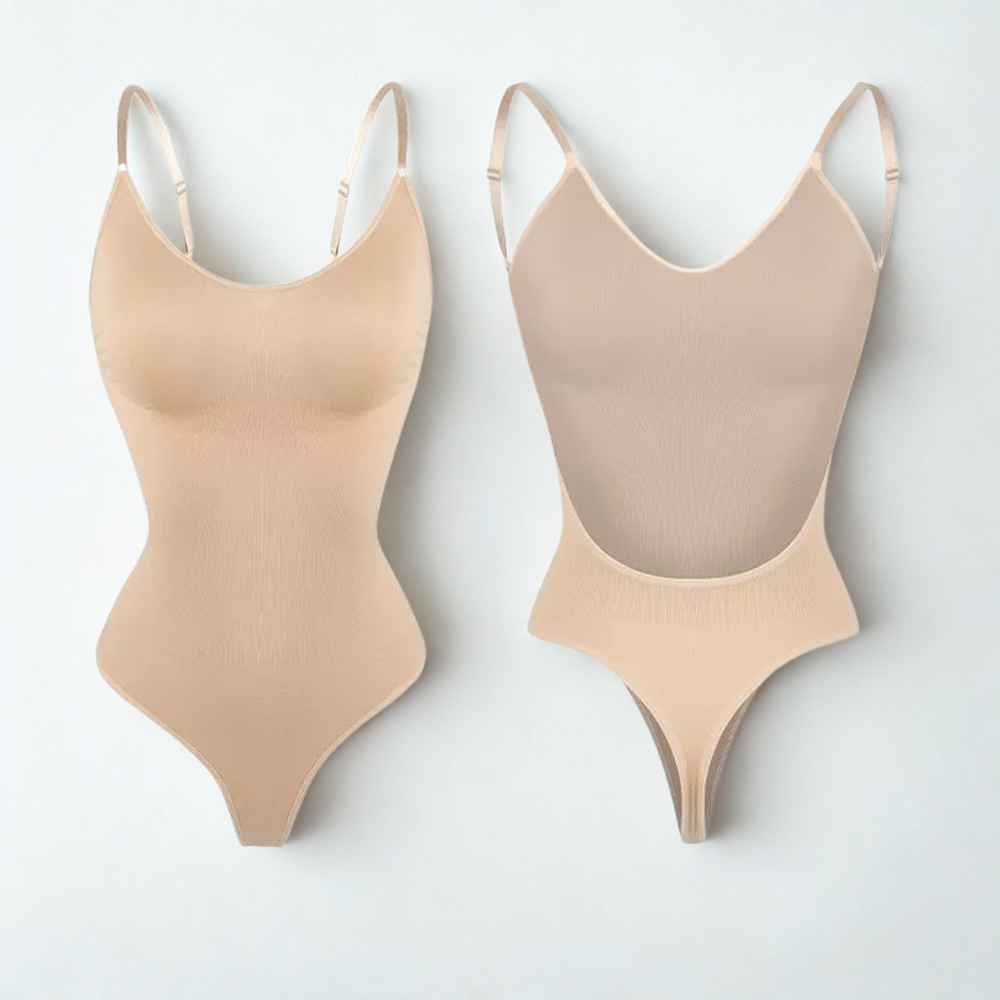 Seamless Backless Shapewear Bodysuit with Built-In Bra