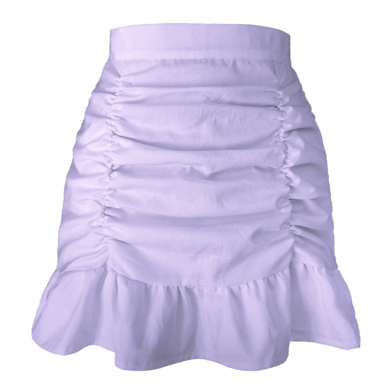 Solid Color Frilly Fishtail Zipper Skirt for Fanny Butt