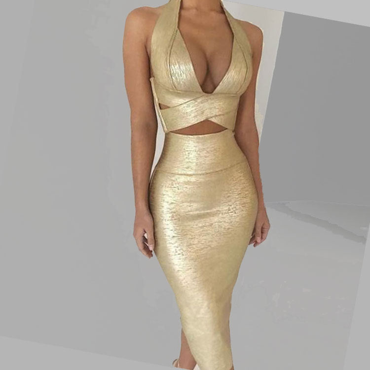 Stylish Set: Backless Top & High-Waisted Skirt
