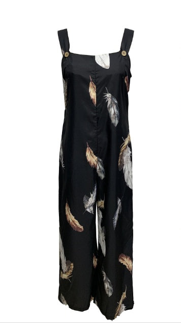 Feather Printed Casual Jumpsuit