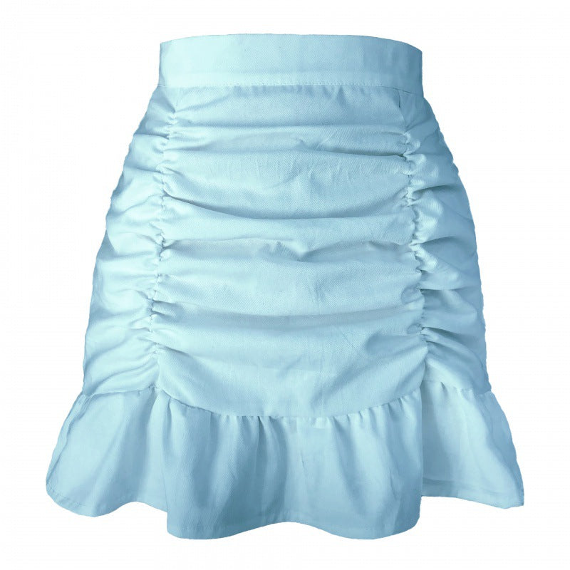 Solid Color Frilly Fishtail Zipper Skirt for Fanny Butt