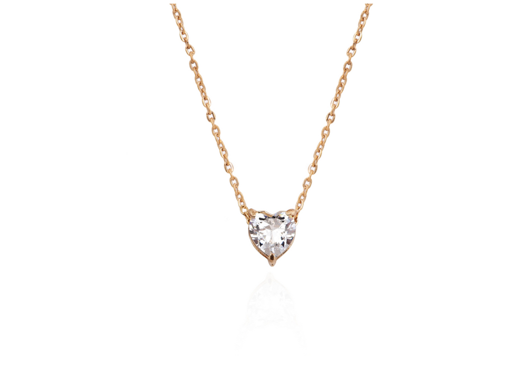 Zircon Heart Necklace with Love Design