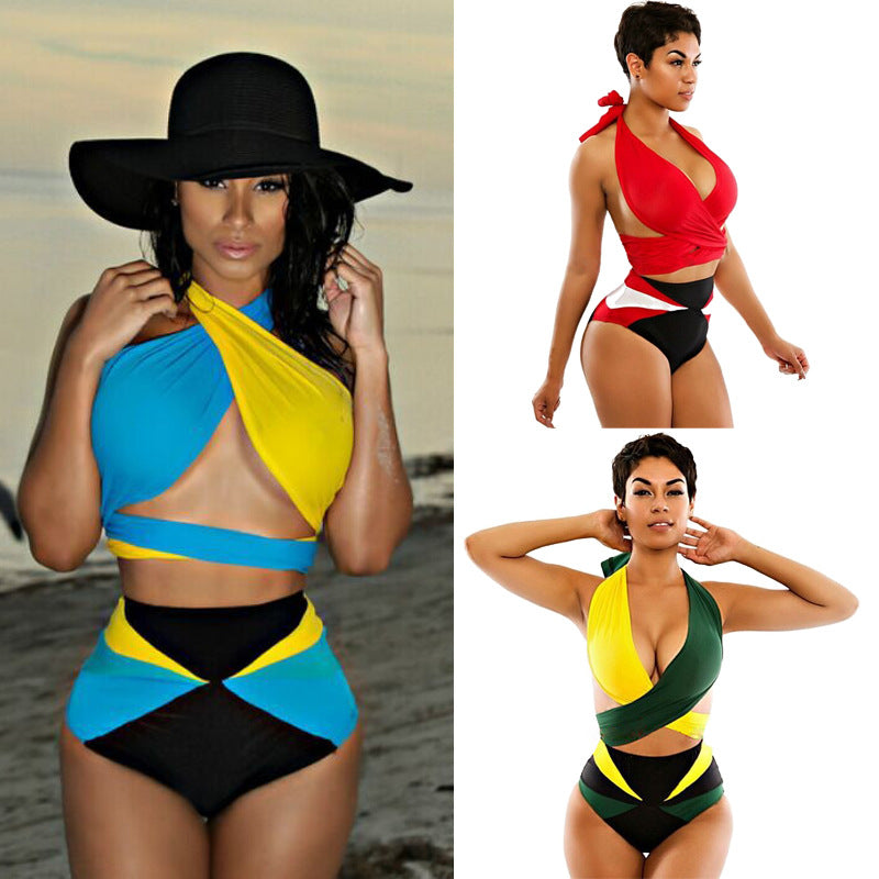 Multicolor Sexy Two-Piece Swimsuit (Green, Blue, Red)