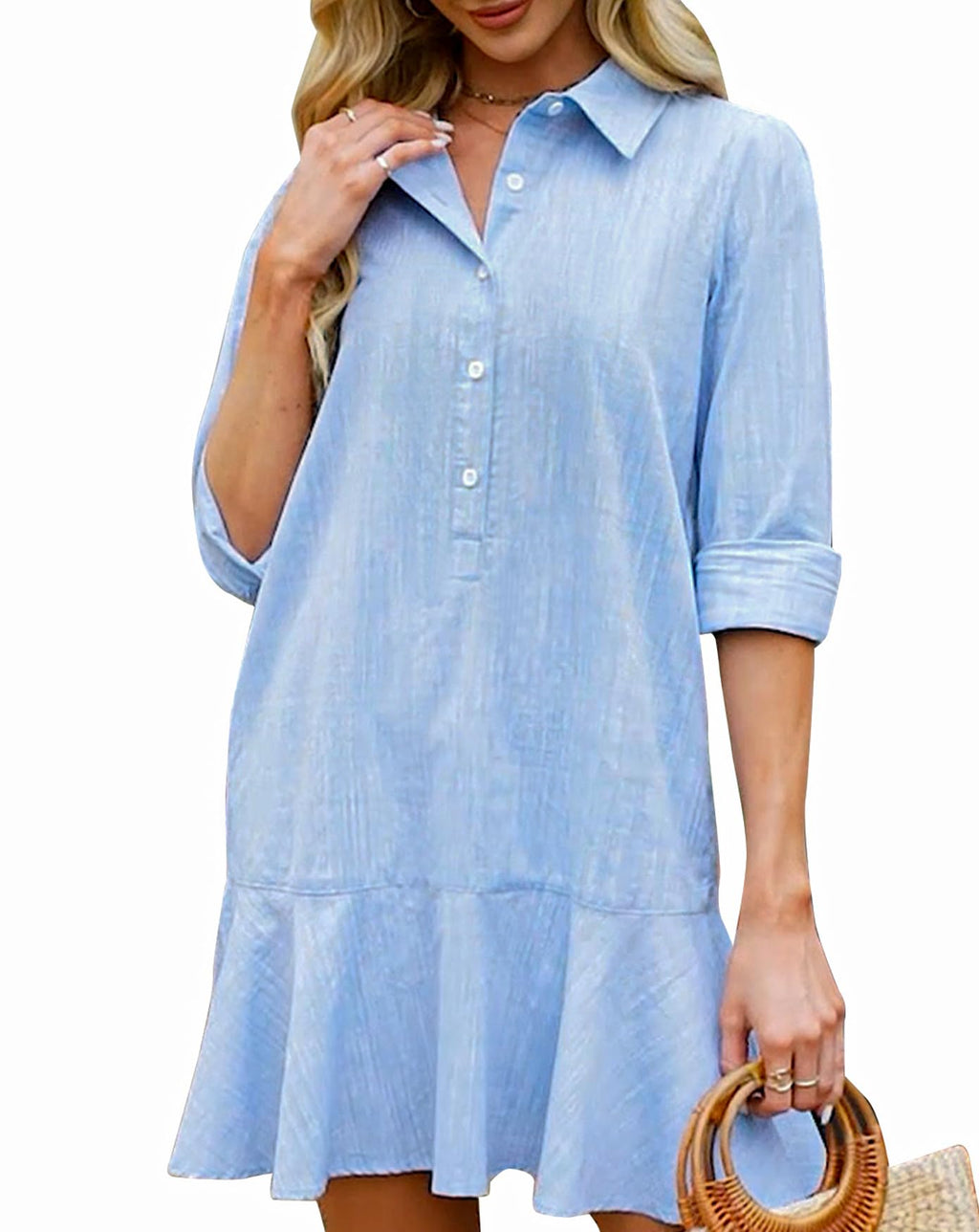 YEXPINE WOMEN’S TUNIC SHIRT MINI DRESS TAKINMaXX