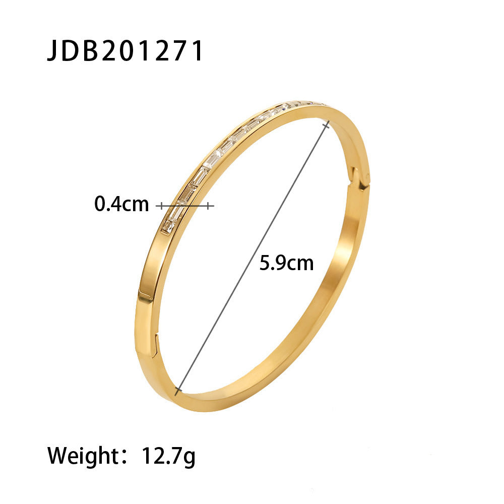 Gold-plated Stainless Bracelets With Zirconia