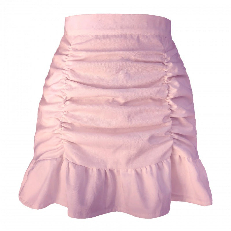 Solid Color Frilly Fishtail Zipper Skirt for Fanny Butt