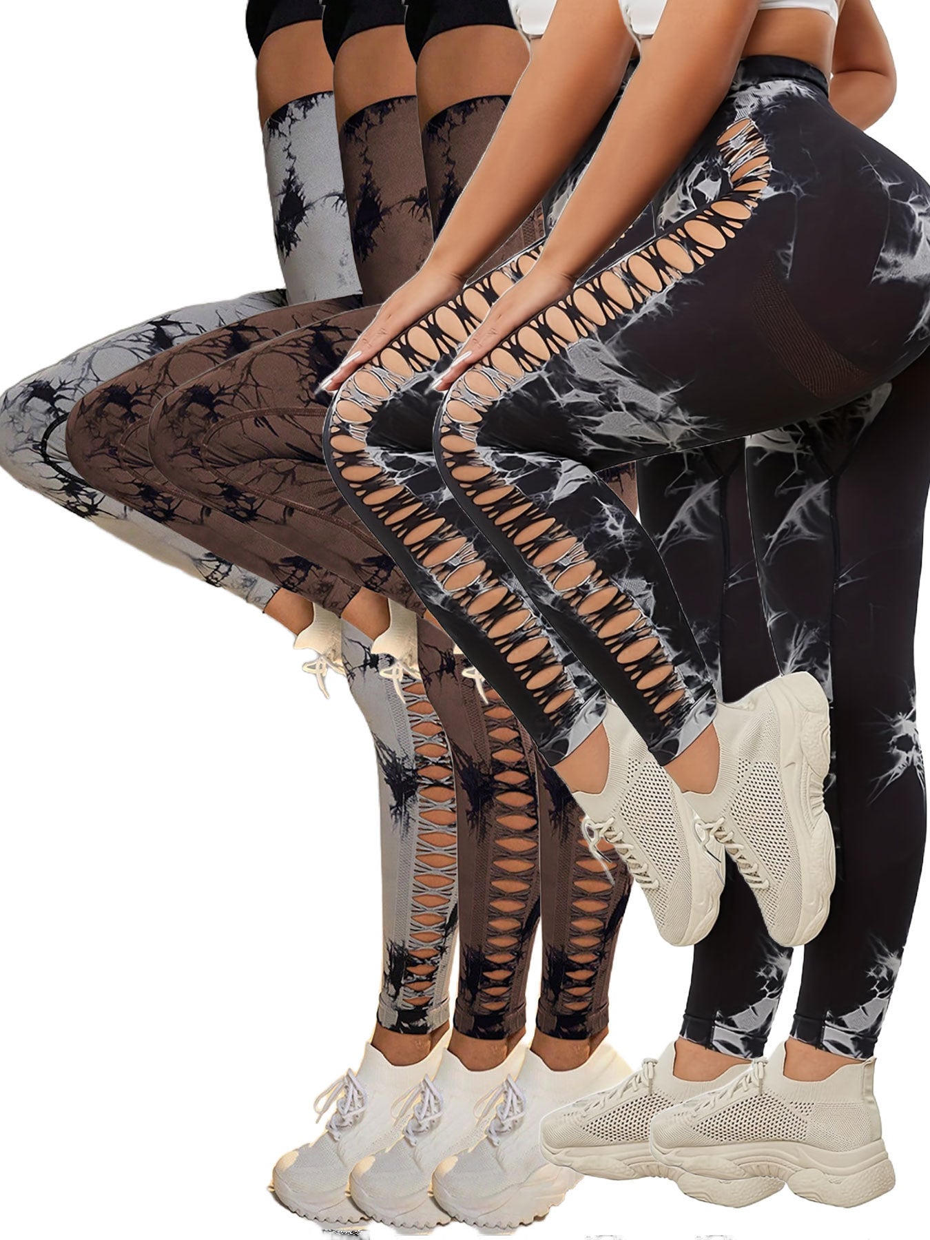 Tie-Dye Cutout High-Waisted Leggings