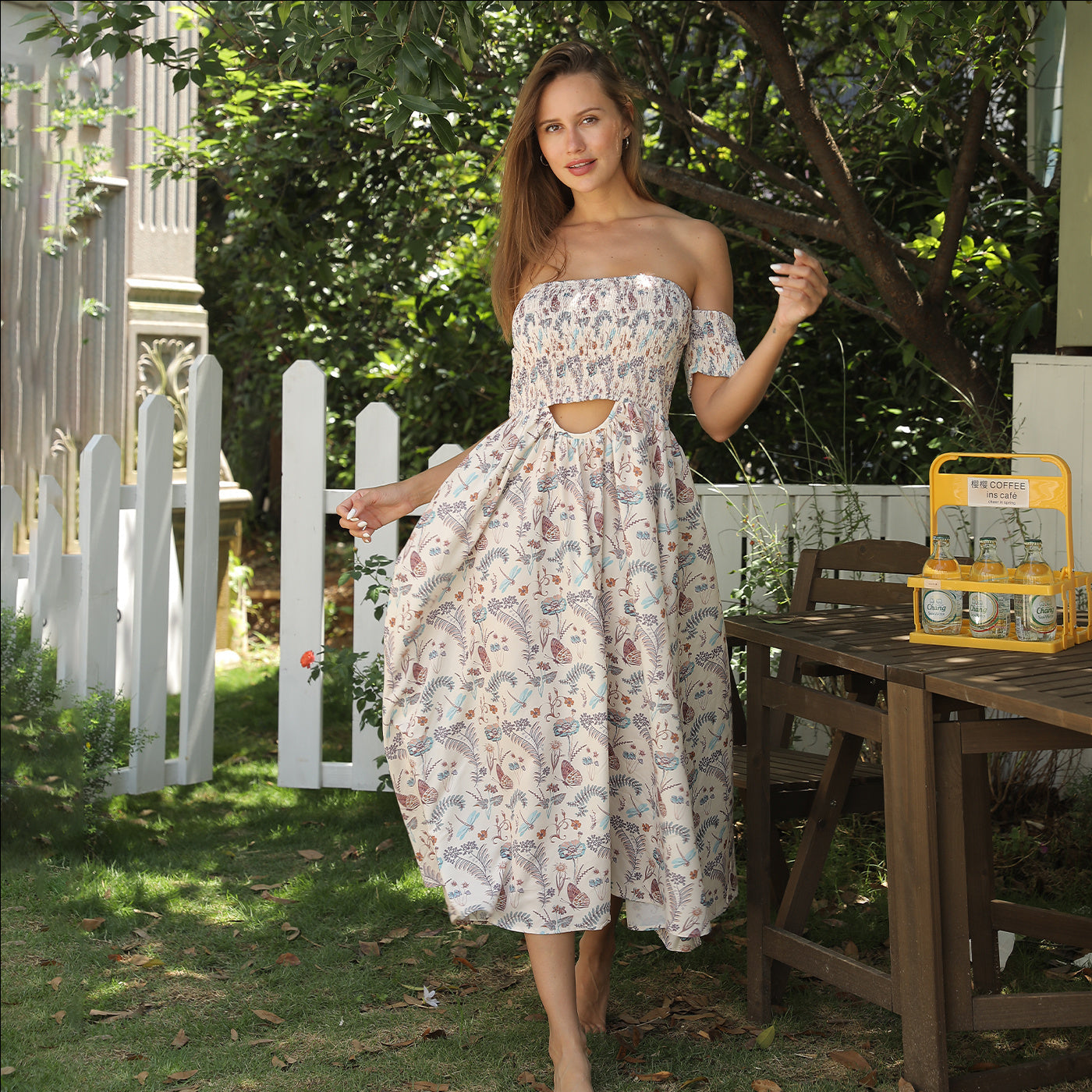 Women's Off Shoulder Strapless Floral Dress TAKINMaXX