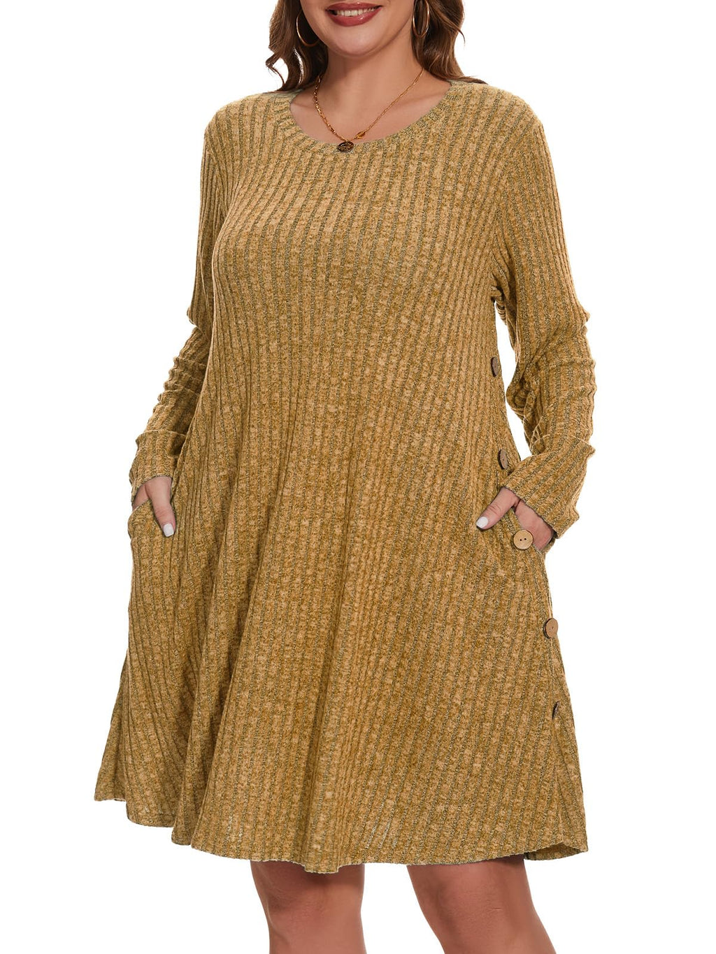 ZENNILO Plus Size Sweater Dress with Pockets TAKINMaXX