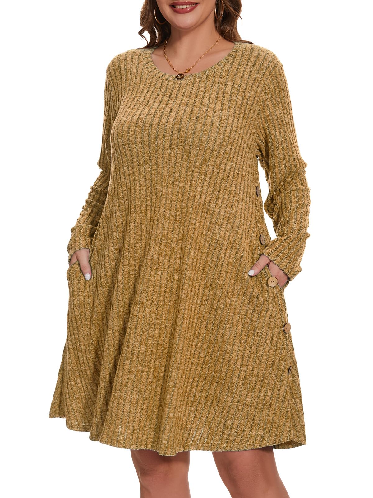 ZENNILO Plus Size Sweater Dress with Pockets TAKINMaXX